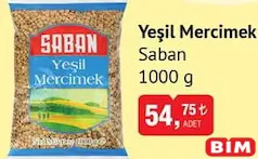 SABAN YEŞİL MERCİMEK 1000 G SABAN YEŞİL MERCİMEK 1000 G